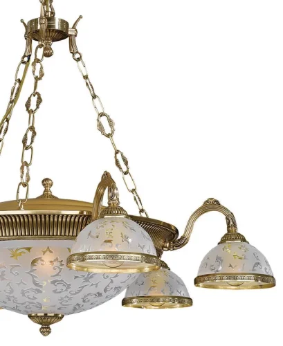 Люстра подвесная  L 6302/6+4 Reccagni Angelo белая на 10 ламп, основание золотое в стиле классический  фото 2
